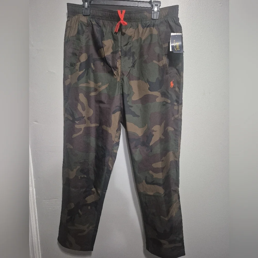 Men's Polo Ralph Lauren Nylon Green Camo  Windbreaker Athletic Pants - Picture 3 of 11